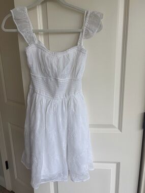 Hollister White Embroidered Sundress with tie back Size S